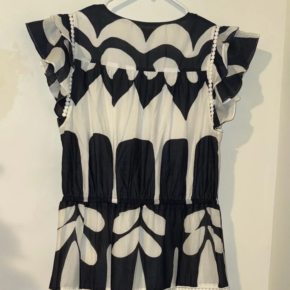 POINT SUR J CREW RATTI PRINT TIER RUFFLED NAVY & WHITE MAXI DRESS NEW WITH TAGS - Picture 13 of 14